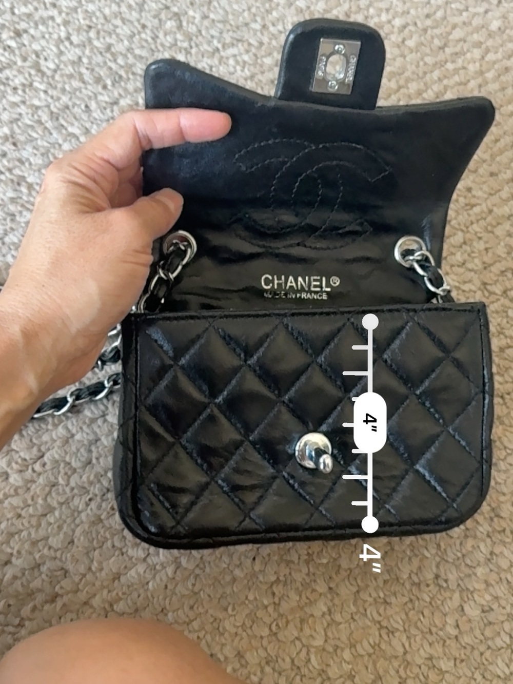 Black Quilted Leather Crossbody with Silver-Tone CC Lock - Picture 7 of 11